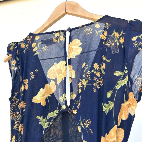 Reformation Navy Wellfleet Dress Midi Cut Outs Backless 4 Wedding Guest - Picture 9 of 11